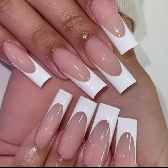 ✨24pcs Stylish French False Nail Long Square Press on Nails - Picture 1 of 3